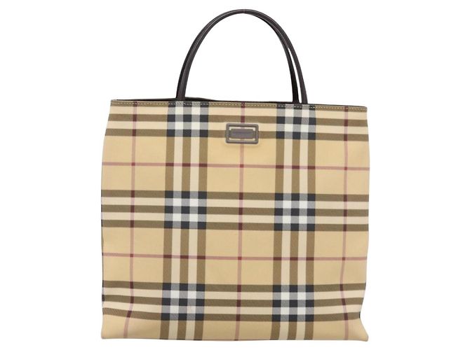 Borsa a mano BURBERRY Nova Check PVC Beige Silver Auth 200962 Argento - vista 13