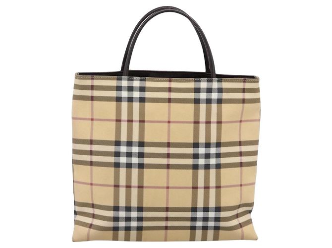 Borsa a mano BURBERRY Nova Check PVC Beige Silver Auth 200962 Argento - vista 2