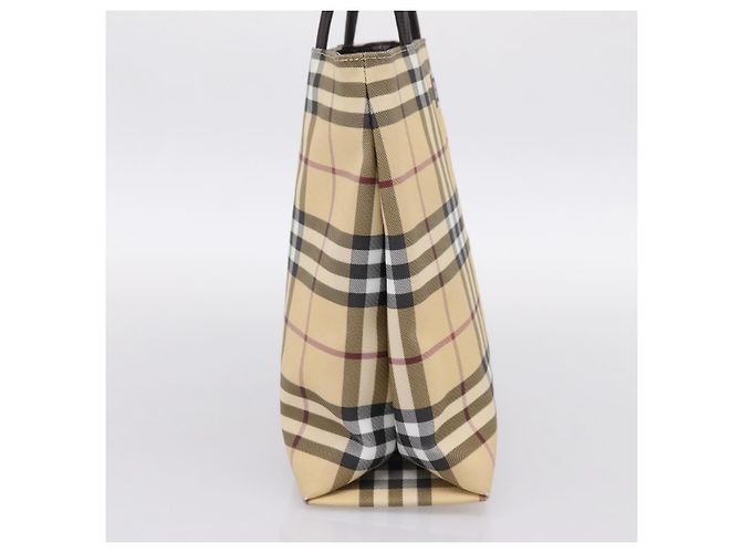 Borsa a mano BURBERRY Nova Check PVC Beige Silver Auth 200962 Argento - vista 3