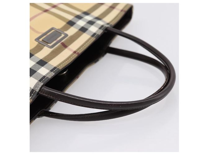 Borsa a mano BURBERRY Nova Check PVC Beige Silver Auth 200962 Argento - vista 7