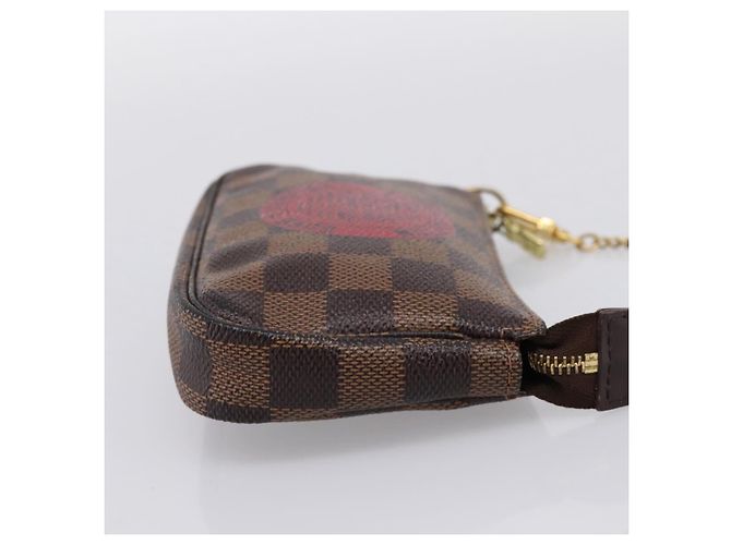 LOUIS VUITTON Damier Ebene T&B Mini Pochette Accessoires N58011 LV Auth 199155A - vista 4