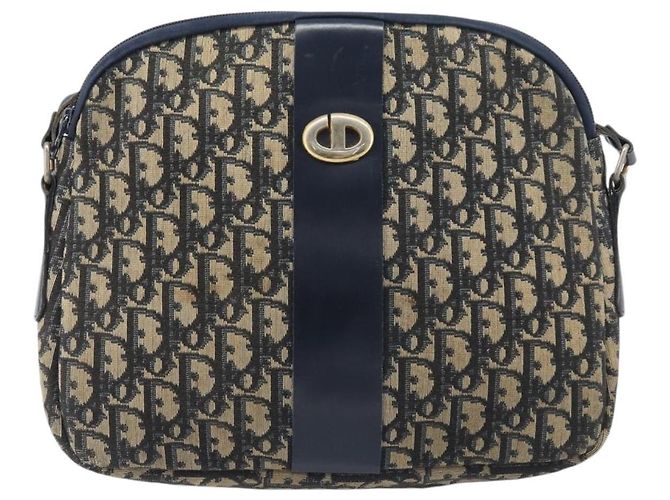 Borsa a tracolla Christian Dior Trotter Canvas Navy Gold Auth 199128 D'oro Blu navy - vista 13