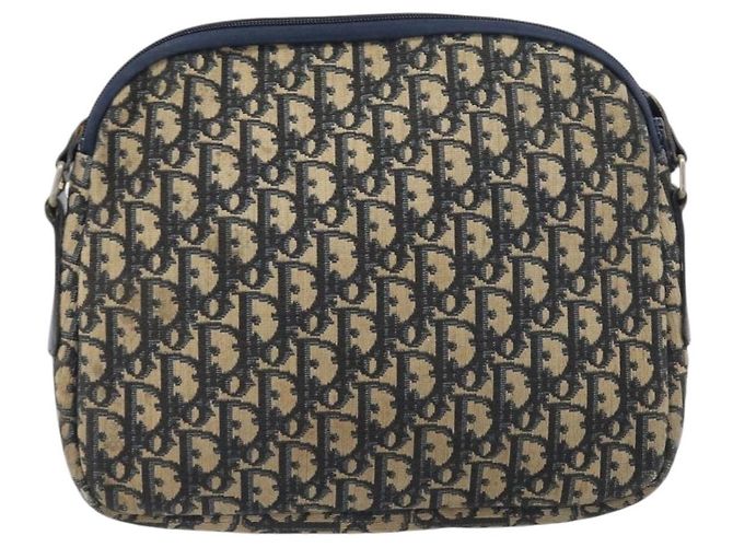 Borsa a tracolla Christian Dior Trotter Canvas Navy Gold Auth 199128 D'oro Blu navy - vista 2