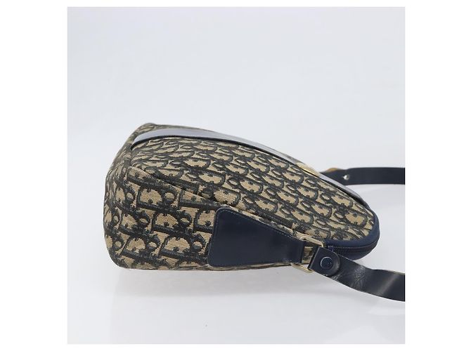Borsa a tracolla Christian Dior Trotter Canvas Navy Gold Auth 199128 D'oro Blu navy - vista 3