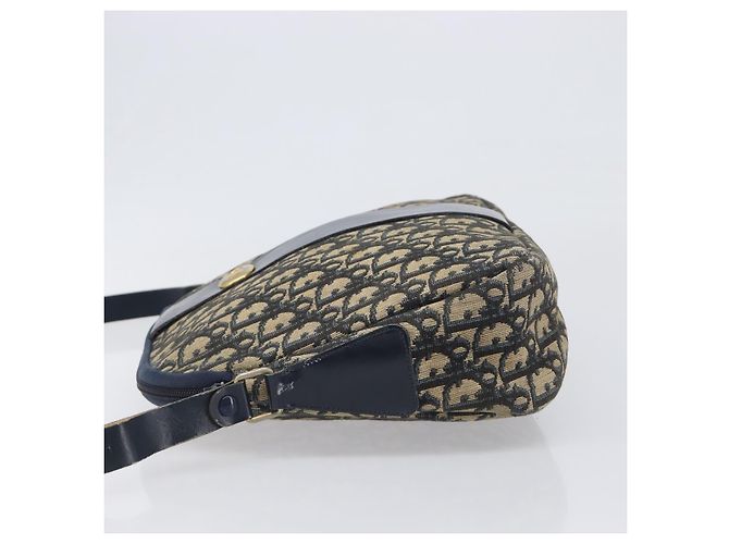 Borsa a tracolla Christian Dior Trotter Canvas Navy Gold Auth 199128 D'oro Blu navy - vista 4