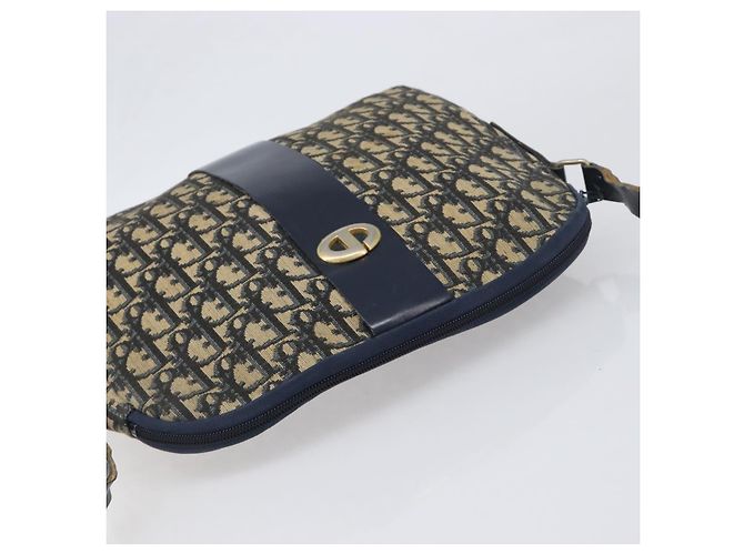 Borsa a tracolla Christian Dior Trotter Canvas Navy Gold Auth 199128 D'oro Blu navy - vista 6
