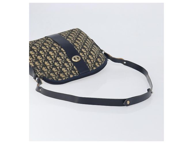 Borsa a tracolla Christian Dior Trotter Canvas Navy Gold Auth 199128 D'oro Blu navy - vista 7