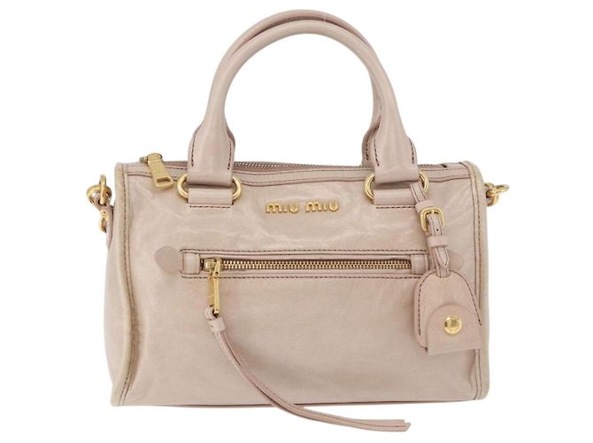 Sac à main Miu Miu en cuir 2way Beige Gold Auth ka5835V Doré - vue 13