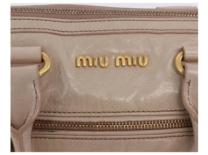 Sac à main Miu Miu en cuir 2way Beige Gold Auth ka5835V Doré - vue 20