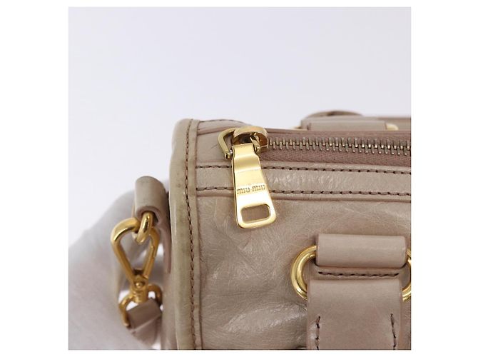 Sac à main Miu Miu en cuir 2way Beige Gold Auth ka5835V Doré - vue 21