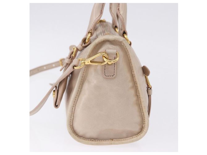Sac à main Miu Miu en cuir 2way Beige Gold Auth ka5835V Doré - vue 3