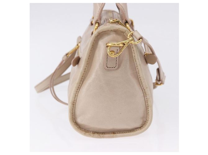 Sac à main Miu Miu en cuir 2way Beige Gold Auth ka5835V Doré - vue 4