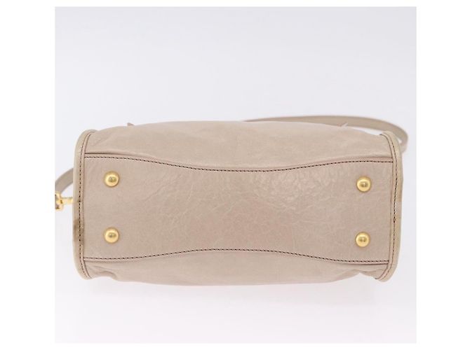 Sac à main Miu Miu en cuir 2way Beige Gold Auth ka5835V Doré - vue 5