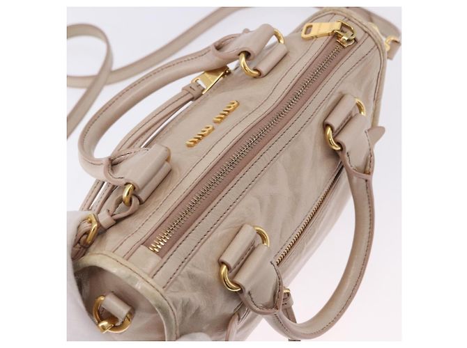 Sac à main Miu Miu en cuir 2way Beige Gold Auth ka5835V Doré - vue 7