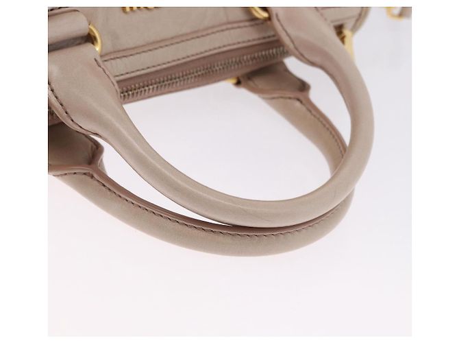Sac à main Miu Miu en cuir 2way Beige Gold Auth ka5835V Doré - vue 8