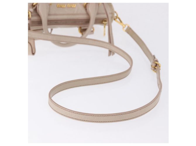 Sac à main Miu Miu en cuir 2way Beige Gold Auth ka5835V Doré - vue 9