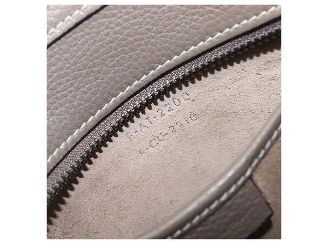 Céline Borsa a mano CELINE Luggage Nano Shopper in pelle 2way Grigio Argento Auth 199033V Marrone - vista 12