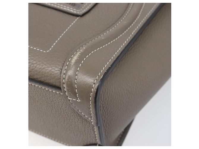 Céline Borsa a mano CELINE Luggage Nano Shopper in pelle 2way Grigio Argento Auth 199033V Marrone - vista 16