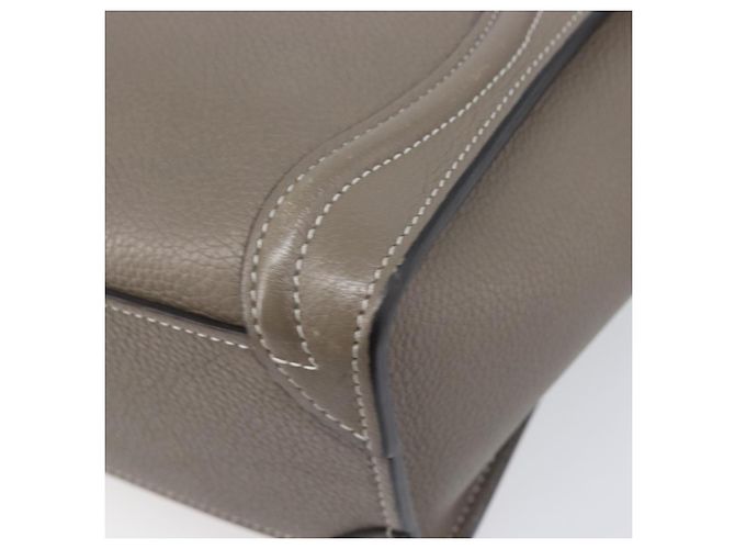 Céline Borsa a mano CELINE Luggage Nano Shopper in pelle 2way Grigio Argento Auth 199033V Marrone - vista 18