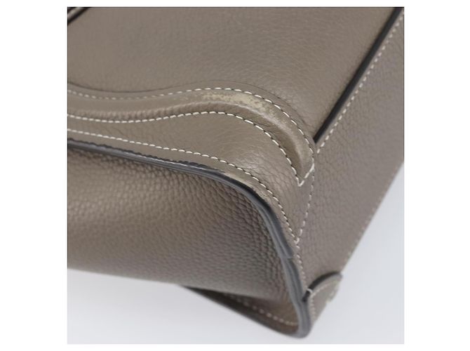 Céline Borsa a mano CELINE Luggage Nano Shopper in pelle 2way Grigio Argento Auth 199033V Marrone - vista 19