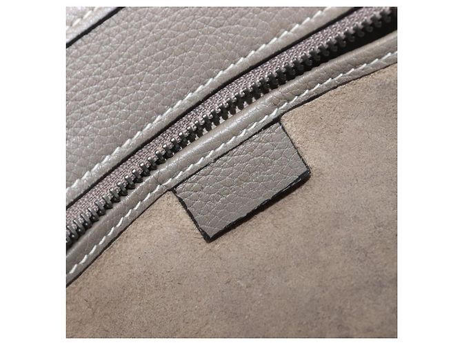 Céline Borsa a mano CELINE Luggage Nano Shopper in pelle 2way Grigio Argento Auth 199033V Marrone - vista 22