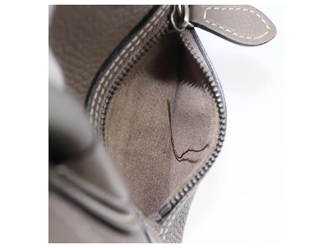 Céline Borsa a mano CELINE Luggage Nano Shopper in pelle 2way Grigio Argento Auth 199033V Marrone - vista 26
