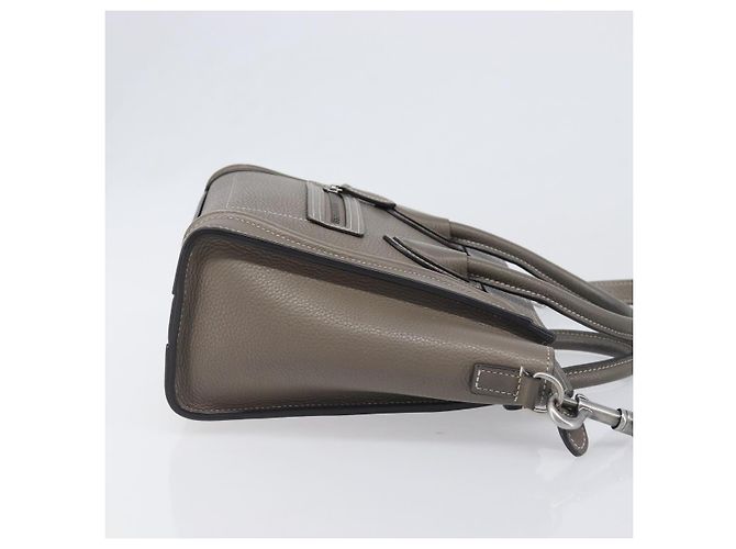 Céline Borsa a mano CELINE Luggage Nano Shopper in pelle 2way Grigio Argento Auth 199033V Marrone - vista 3