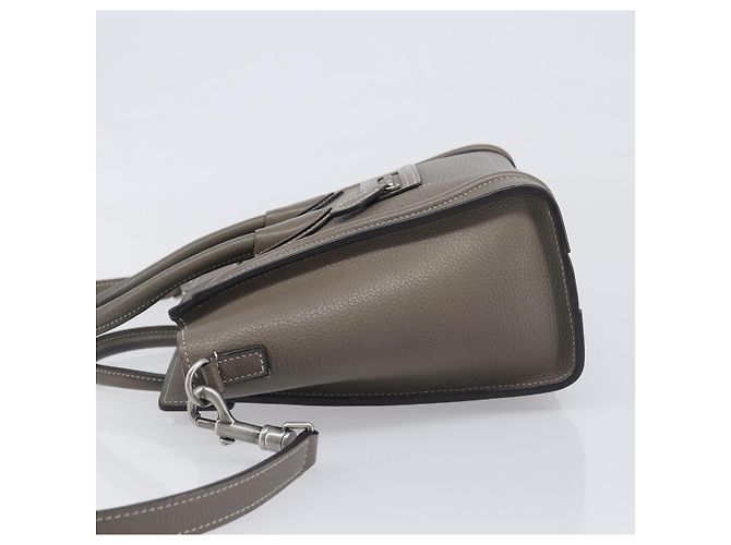 Céline Borsa a mano CELINE Luggage Nano Shopper in pelle 2way Grigio Argento Auth 199033V Marrone - vista 4