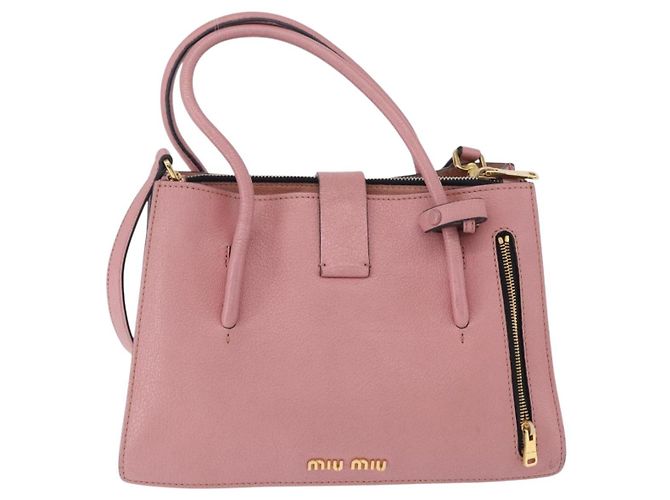 Borsa a mano Miu Miu in pelle 2way Rosa Oro Auth 198705A D'oro - vista 3