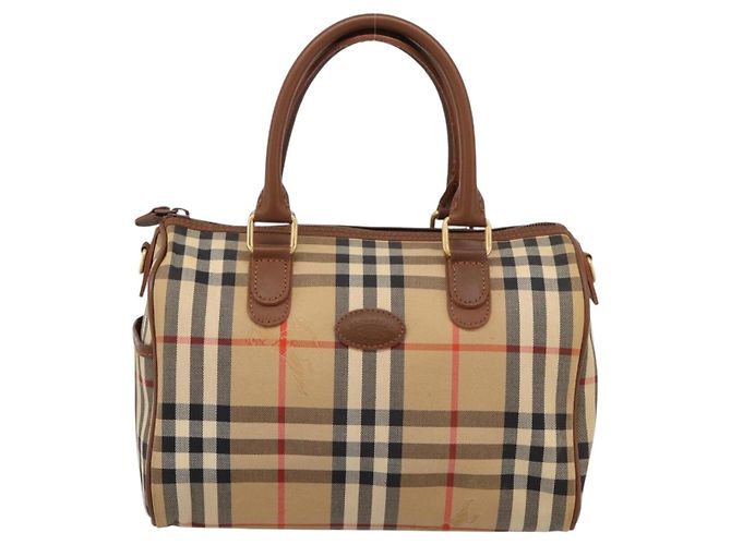 Borsa a mano Burberrys Nova Check Canvas Beige Gold Auth 197677A D'oro - vista 13