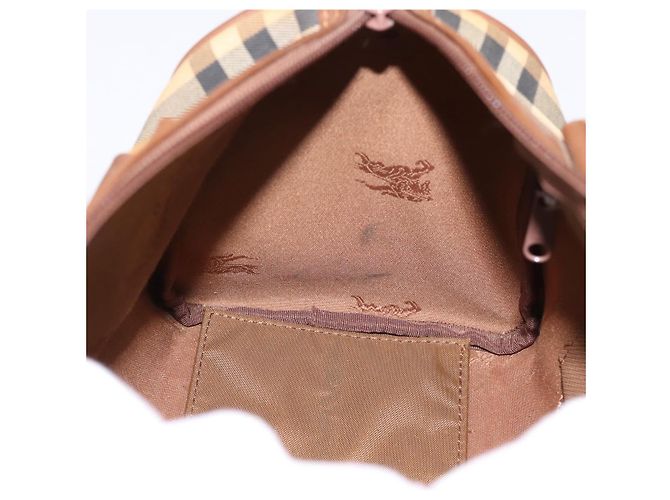 Borsa a mano Burberrys Nova Check Canvas Beige Gold Auth 197677A D'oro - vista 17