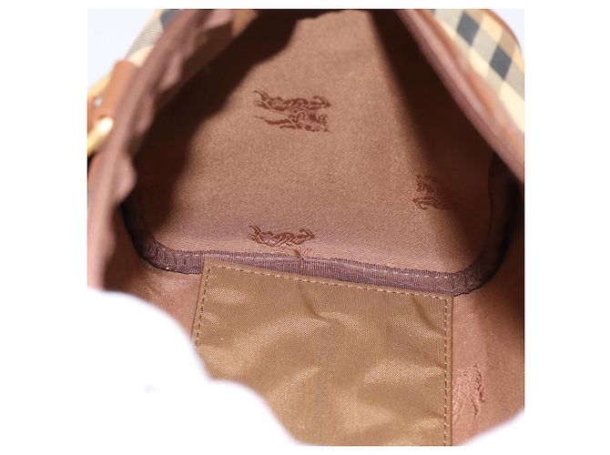 Borsa a mano Burberrys Nova Check Canvas Beige Gold Auth 197677A D'oro - vista 18
