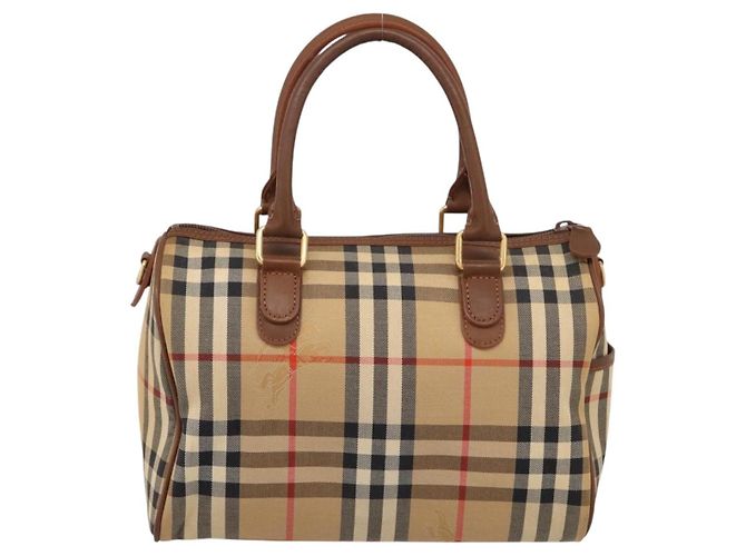 Borsa a mano Burberrys Nova Check Canvas Beige Gold Auth 197677A D'oro - vista 2