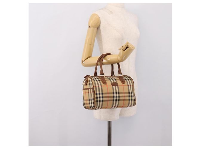 Borsa a mano Burberrys Nova Check Canvas Beige Gold Auth 197677A D'oro - vista 20