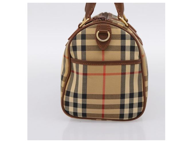 Borsa a mano Burberrys Nova Check Canvas Beige Gold Auth 197677A D'oro - vista 3