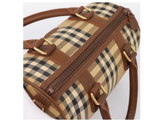 Borsa a mano Burberrys Nova Check Canvas Beige Gold Auth 197677A D'oro - vista 6