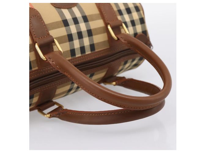 Borsa a mano Burberrys Nova Check Canvas Beige Gold Auth 197677A D'oro - vista 7