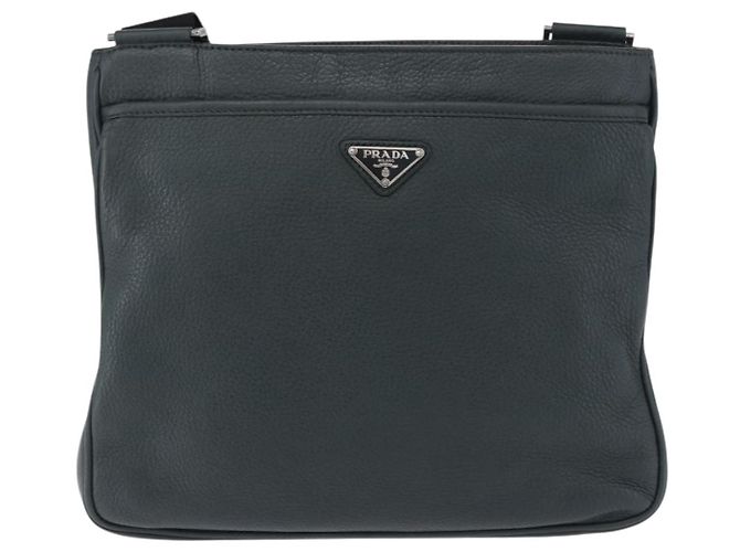 Borsa a tracolla PRADA in pelle verde argento Auth ka5888V - vista 13