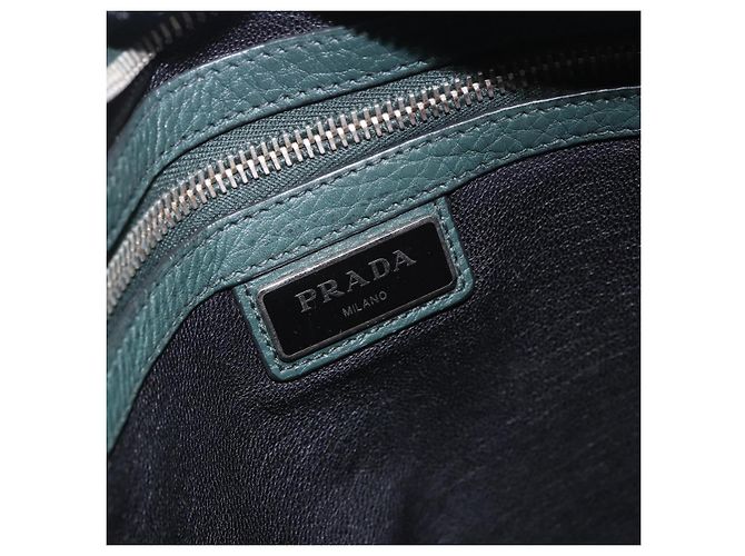 Borsa a tracolla PRADA in pelle verde argento Auth ka5888V - vista 18