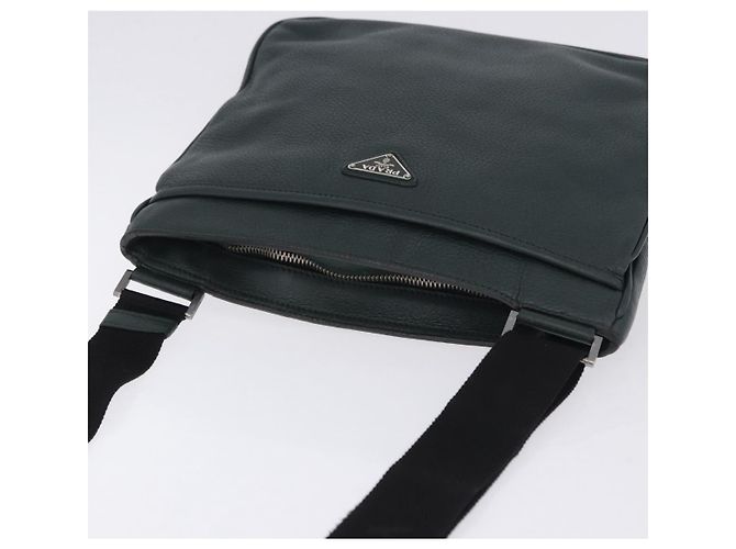 Borsa a tracolla PRADA in pelle verde argento Auth ka5888V - vista 6