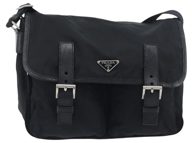 Bolso de hombro PRADA Nylon Black Silver BT0172 Auth am12240V Negro Plata - vista 13