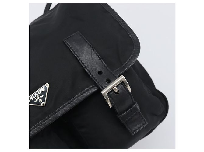 Bolso de hombro PRADA Nylon Black Silver BT0172 Auth am12240V Negro Plata - vista 18