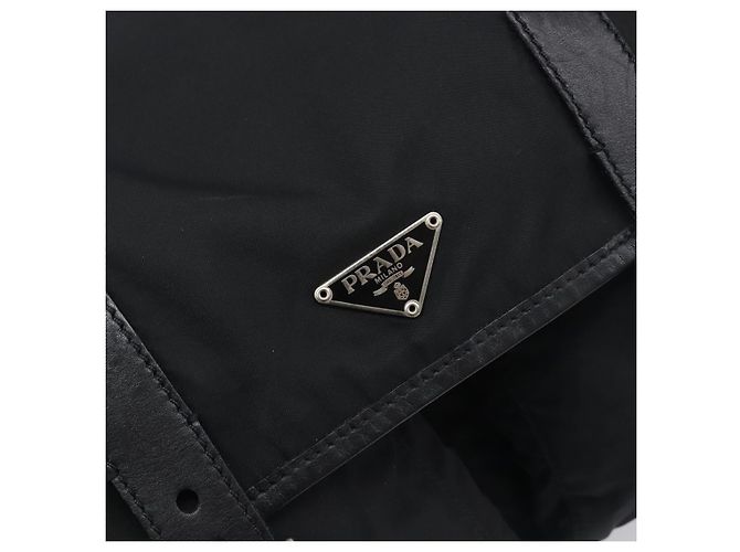 Bolso de hombro PRADA Nylon Black Silver BT0172 Auth am12240V Negro Plata - vista 19