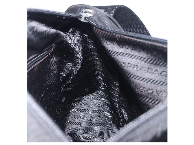 Bolso de hombro PRADA Nylon Black Silver BT0172 Auth am12240V Negro Plata - vista 22