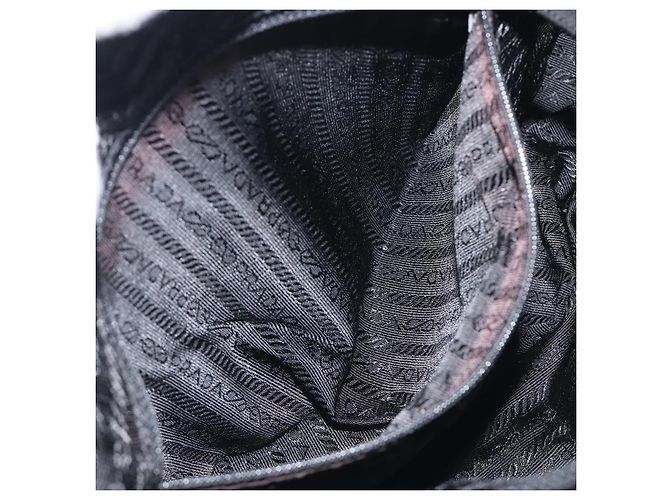 Bolso de hombro PRADA Nylon Black Silver BT0172 Auth am12240V Negro Plata - vista 25