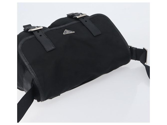 Bolso de hombro PRADA Nylon Black Silver BT0172 Auth am12240V Negro Plata - vista 6