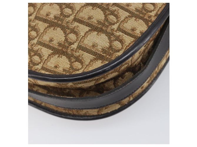 Borsa a tracolla Christian Dior Trotter Canvas Beige Gold Auth 199140 D'oro - vista 15