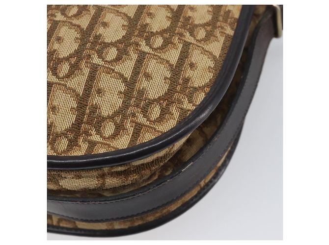 Borsa a tracolla Christian Dior Trotter Canvas Beige Gold Auth 199140 D'oro - vista 16