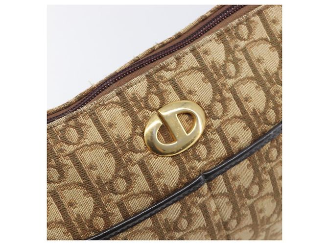 Borsa a tracolla Christian Dior Trotter Canvas Beige Gold Auth 199140 D'oro - vista 18