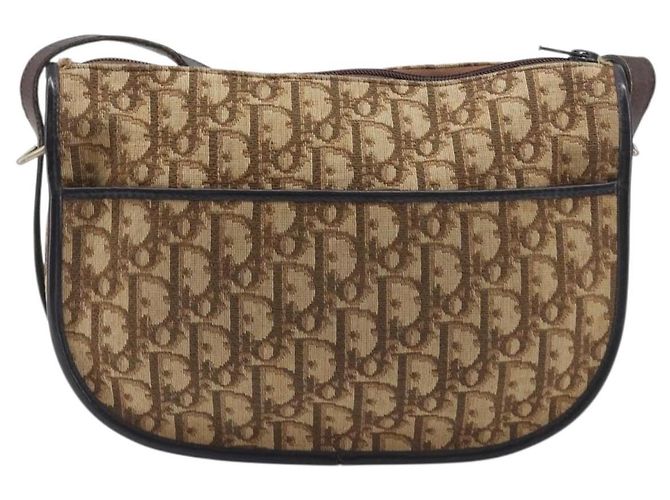 Borsa a tracolla Christian Dior Trotter Canvas Beige Gold Auth 199140 D'oro - vista 2